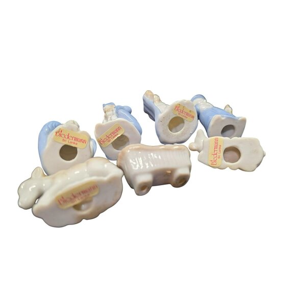 Vintage Biedermann Sri Lanka Blue & White Porcelain 7 Piece Nativity Set - Picture 10 of 10